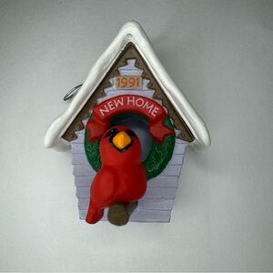 Hallmark Keepsake Ornament "New Home"  1991- BIRDHOUSE/ RED BIRD Cardinal